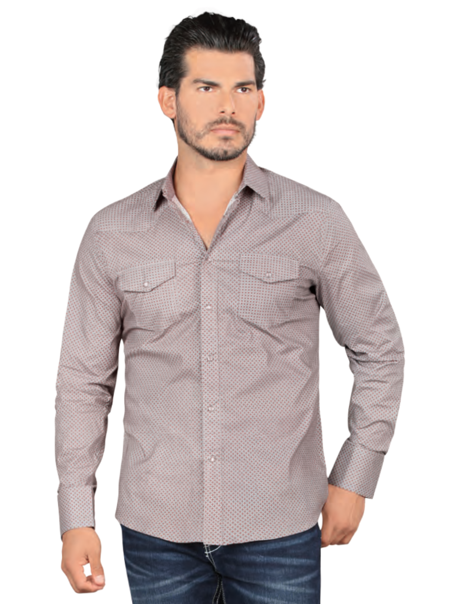 Camisa Casual Manga Larga Estampada para Hombre 'Lamasini' - ID: 0116 Camisas Estampadas Lamasini Gray