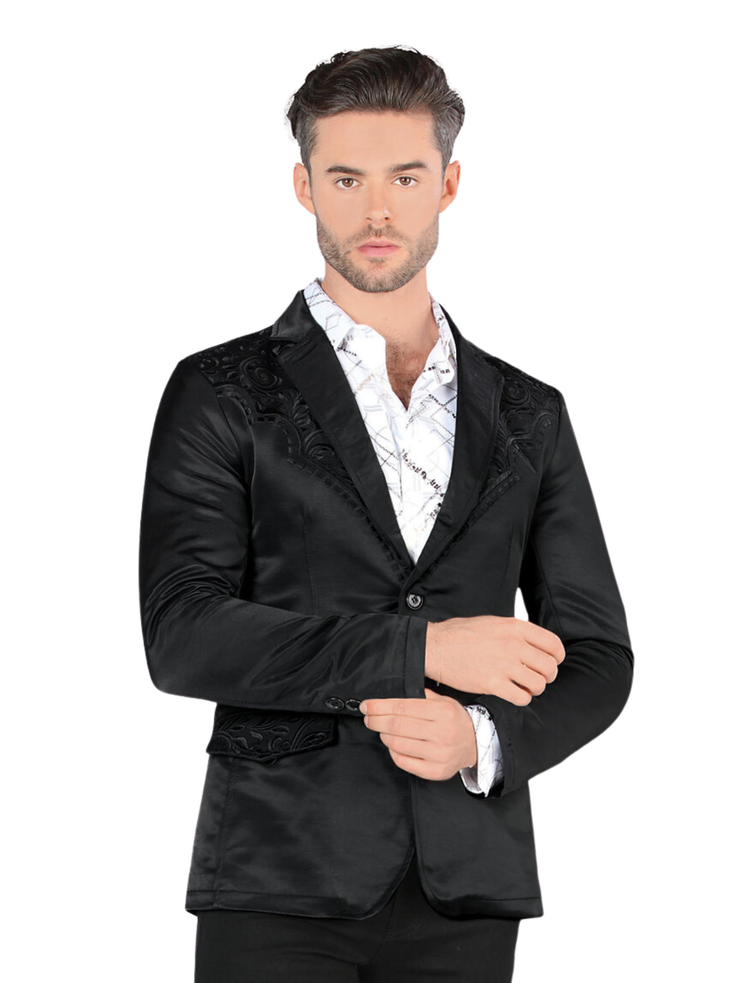 Saco Vaquero Bordado para Hombre 'Lamasini' - ID: 506 Sacos Bordados Lamasini Black/Black