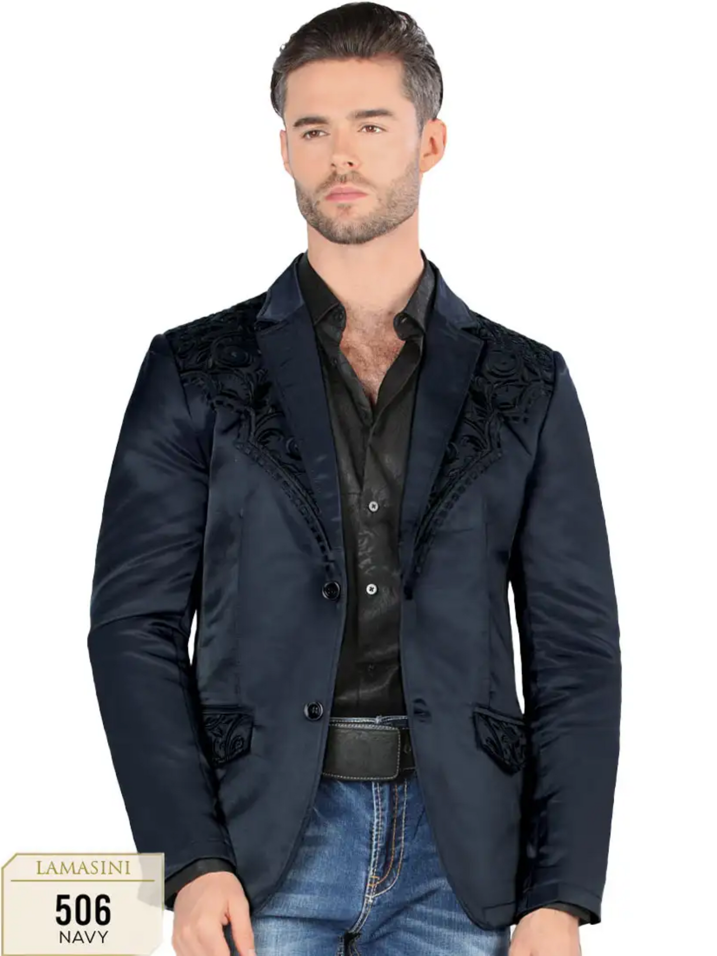 Saco Vaquero Bordado para Hombre 'Lamasini' - ID: 506 Sacos Bordados Lamasini Navy