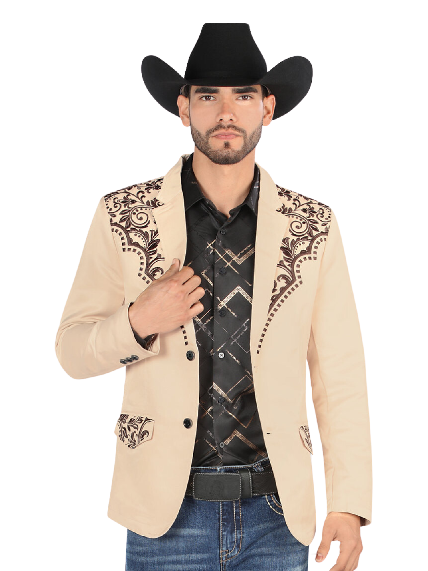 Saco Vaquero Bordado para Hombre 'Lamasini' - ID: 506 Sacos Bordados Lamasini Beige