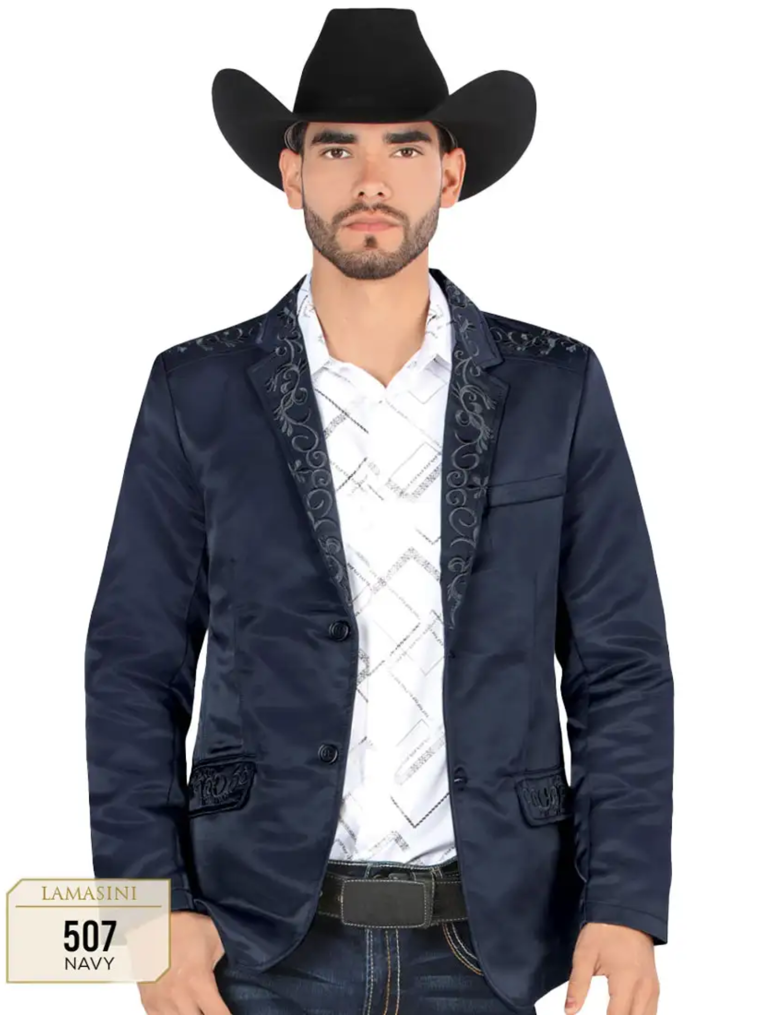 Saco Vaquero Bordado para Hombre 'Lamasini' - ID: 507 Sacos Bordados Lamasini Navy