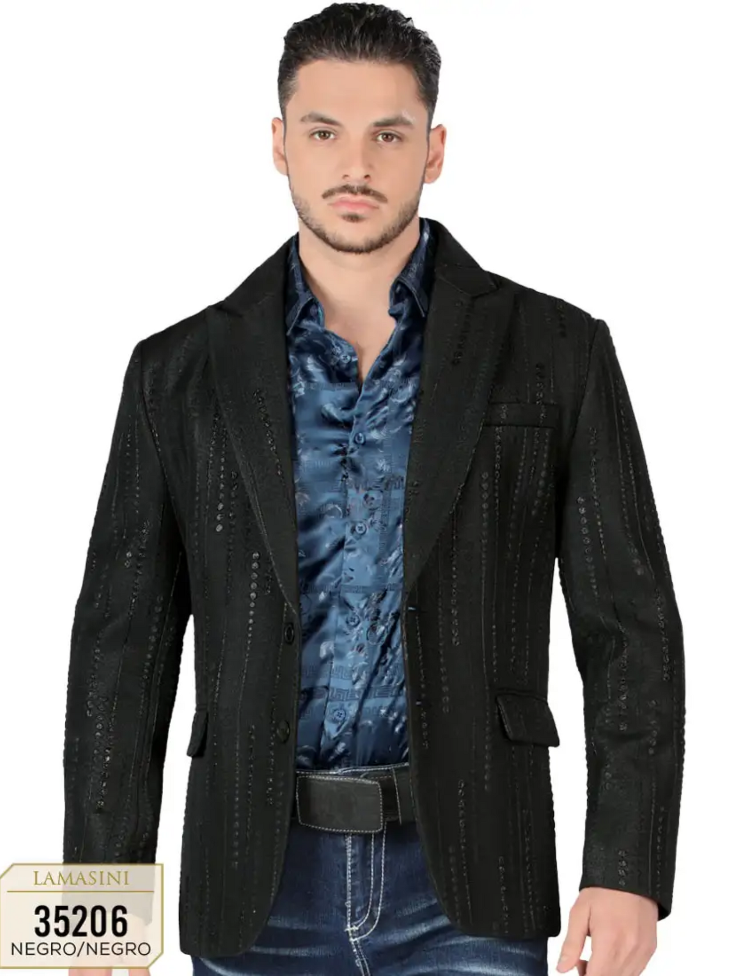 Saco de Vestir Brilloso para Hombre 'Lamasini' - ID: 35206 Sacos de Vestir Lamasini Black/Black