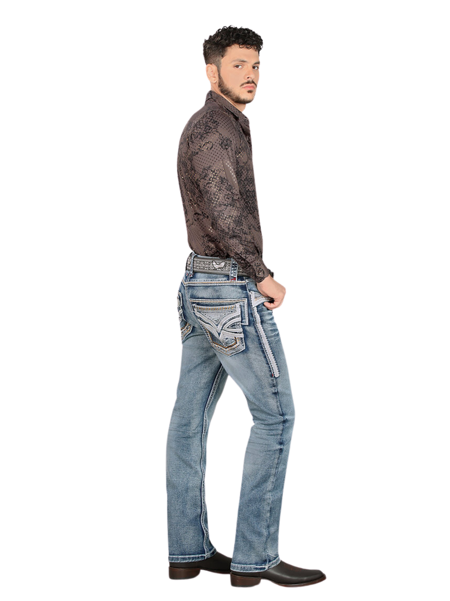 Premium Quality Stretch Boot Cut Denim Jeans for Men 'Lamasini' - ID: 12101