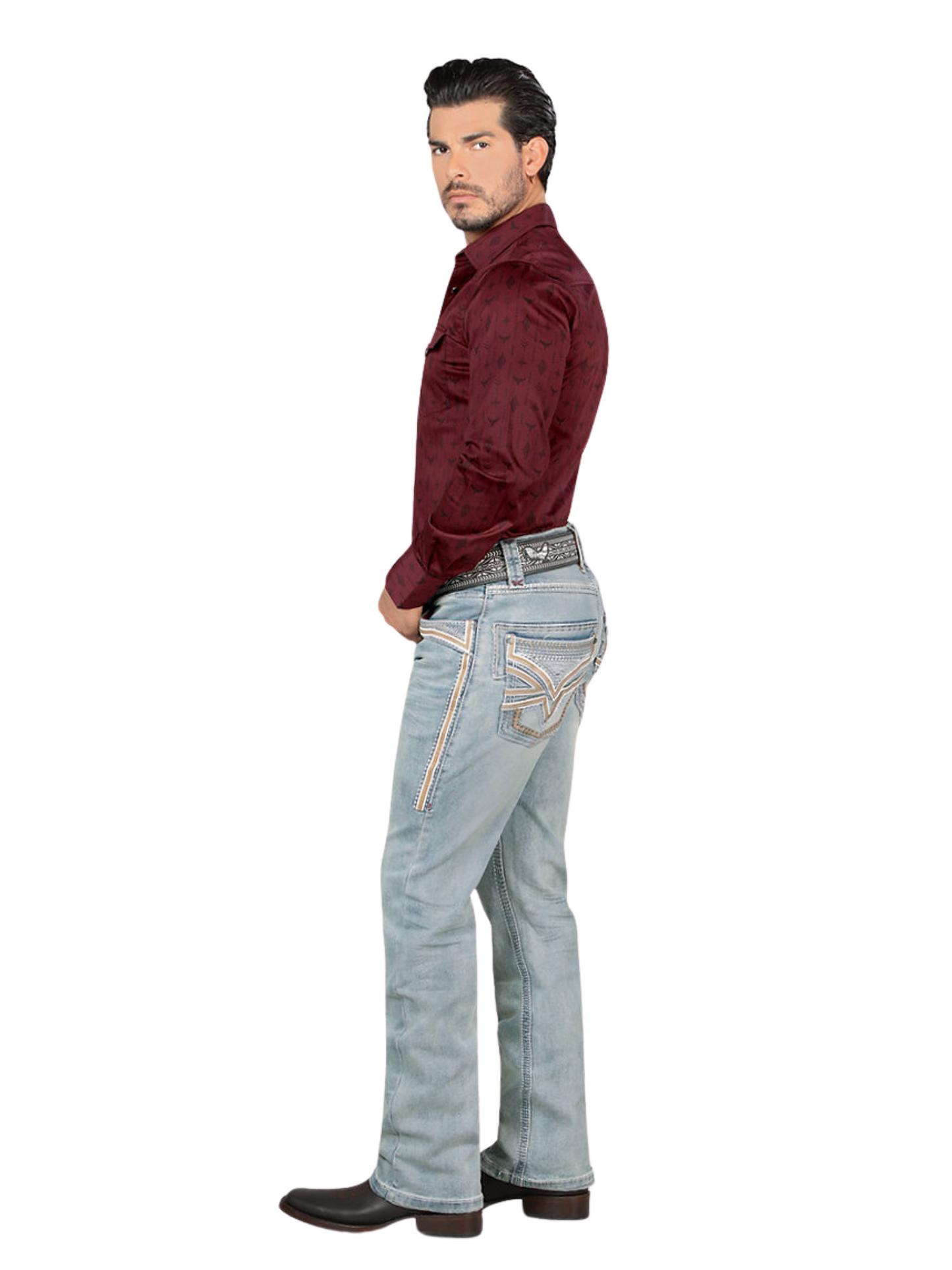 Pantalon Vaquero de Mezclilla Stretch Calidad Premium Boot Cut para Hombre 'Lamasini' - ID: 12101 Pantalones de Vaquero Lamasini 