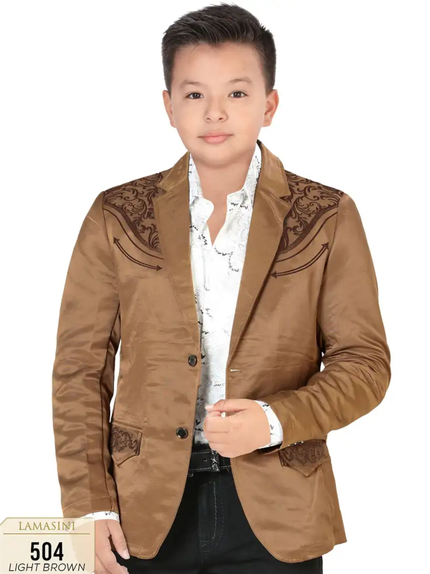 Saco Vaquero Bordado para Niños 'Lamasini' - ID: 504 Sacos Vaqueros Lamasini Light Brown