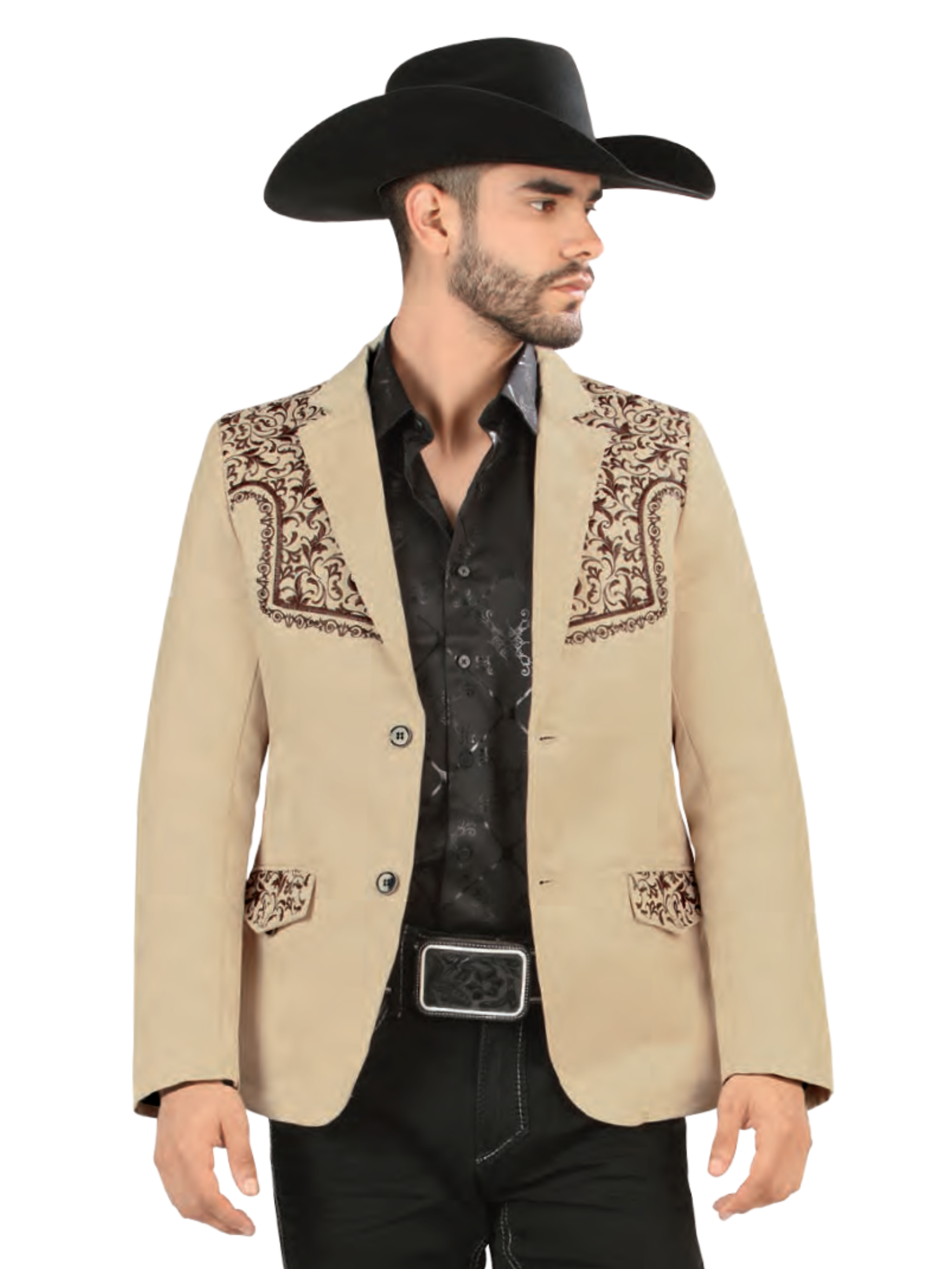 Saco Vaquero Bordado para Hombre 'Lamasini' - ID: 513 Sacos Bordados Lamasini Beige