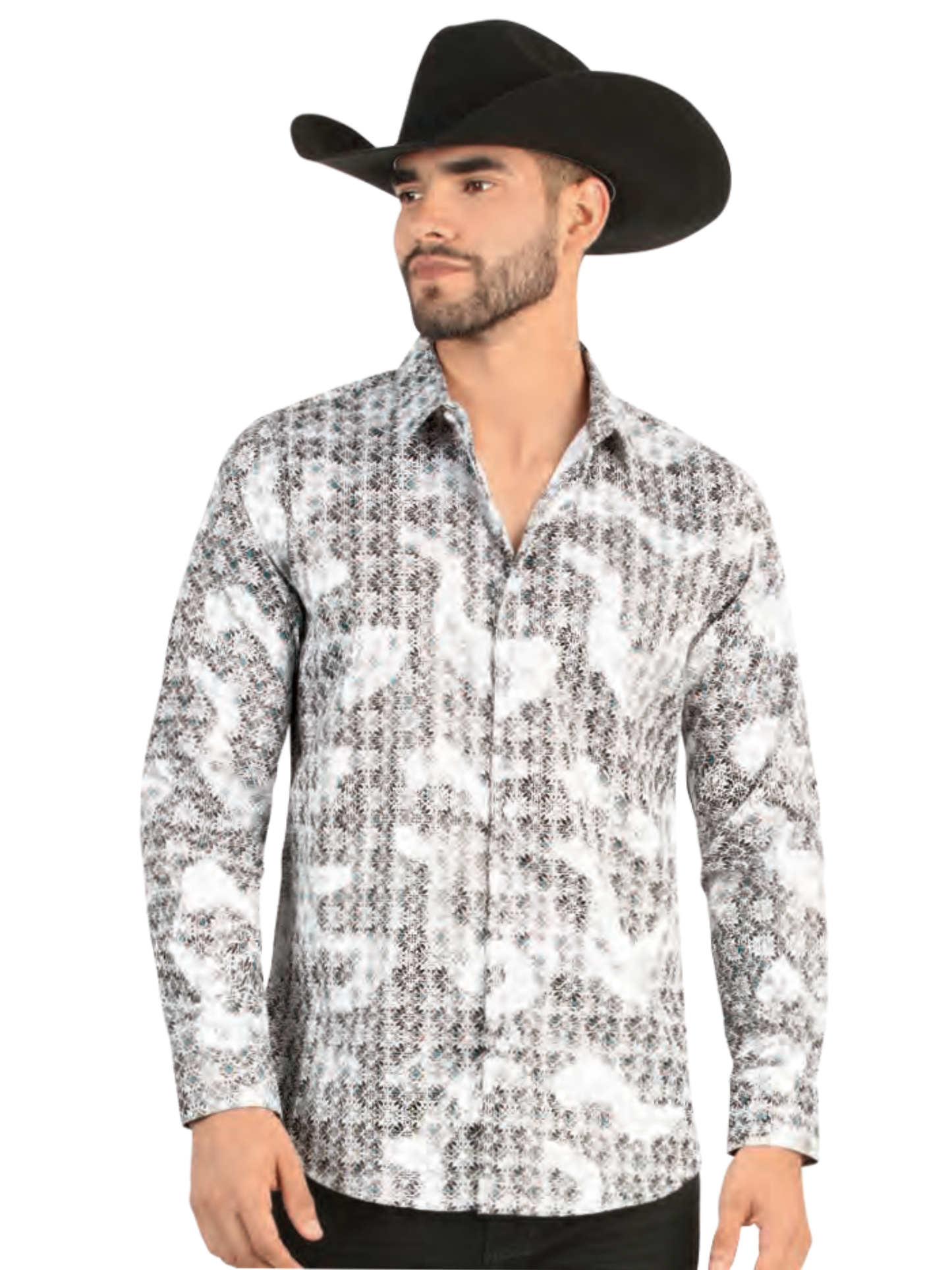 Camisa Casual Manga Larga Estampada para Hombre 'Lamasini' - ID: 3026 Camisas Estampadas Lamasini White