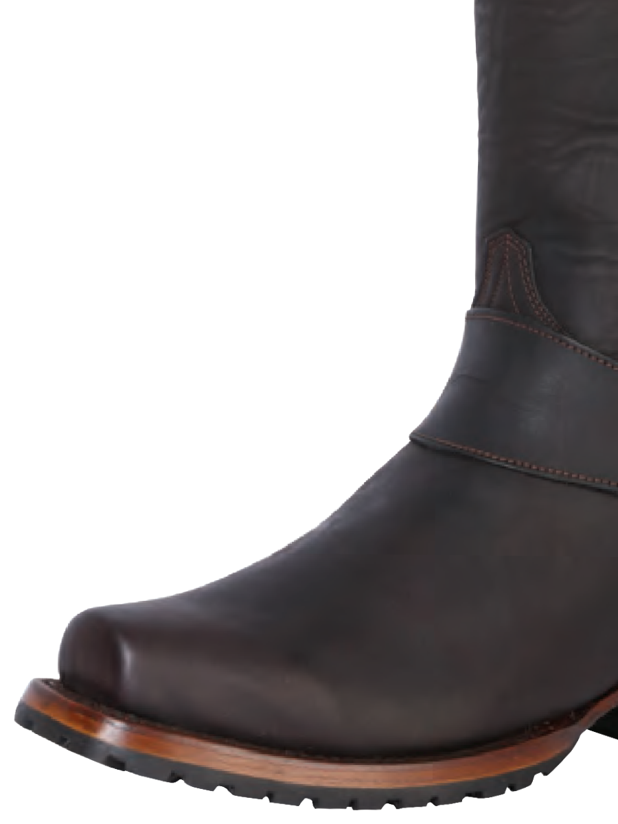 Botas Biker Clasicas con Arnes de Piel Genuina para Hombre 'El General' - ID: 40673 Botas Biker Piel Genuina El General 