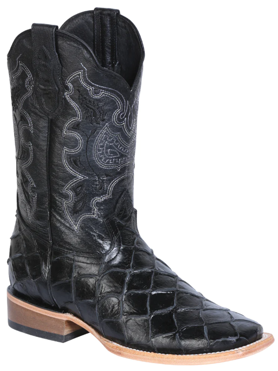 Botas Vaqueras Rodeo Imitacion de Monster Fish Grabado en Piel Vacuno para Hombre 'El General' - ID: 41792 Botas Monster Fish Print El General 