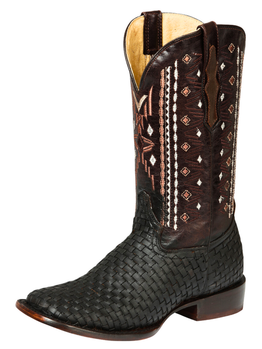 Botas Vaqueras Rodeo Clasicas de Petatillo para Hombre 'El General' - ID: 44861 Botas de Petatillo El General Cafe