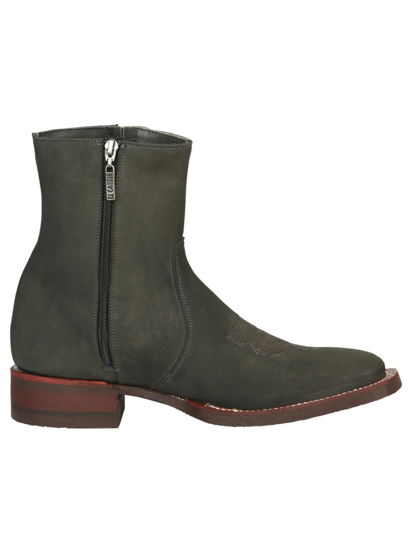 Men's Classic Dress Cowboy Boots with Double Closure in Nubuck Leather 'El Canelo' - ID: 45213