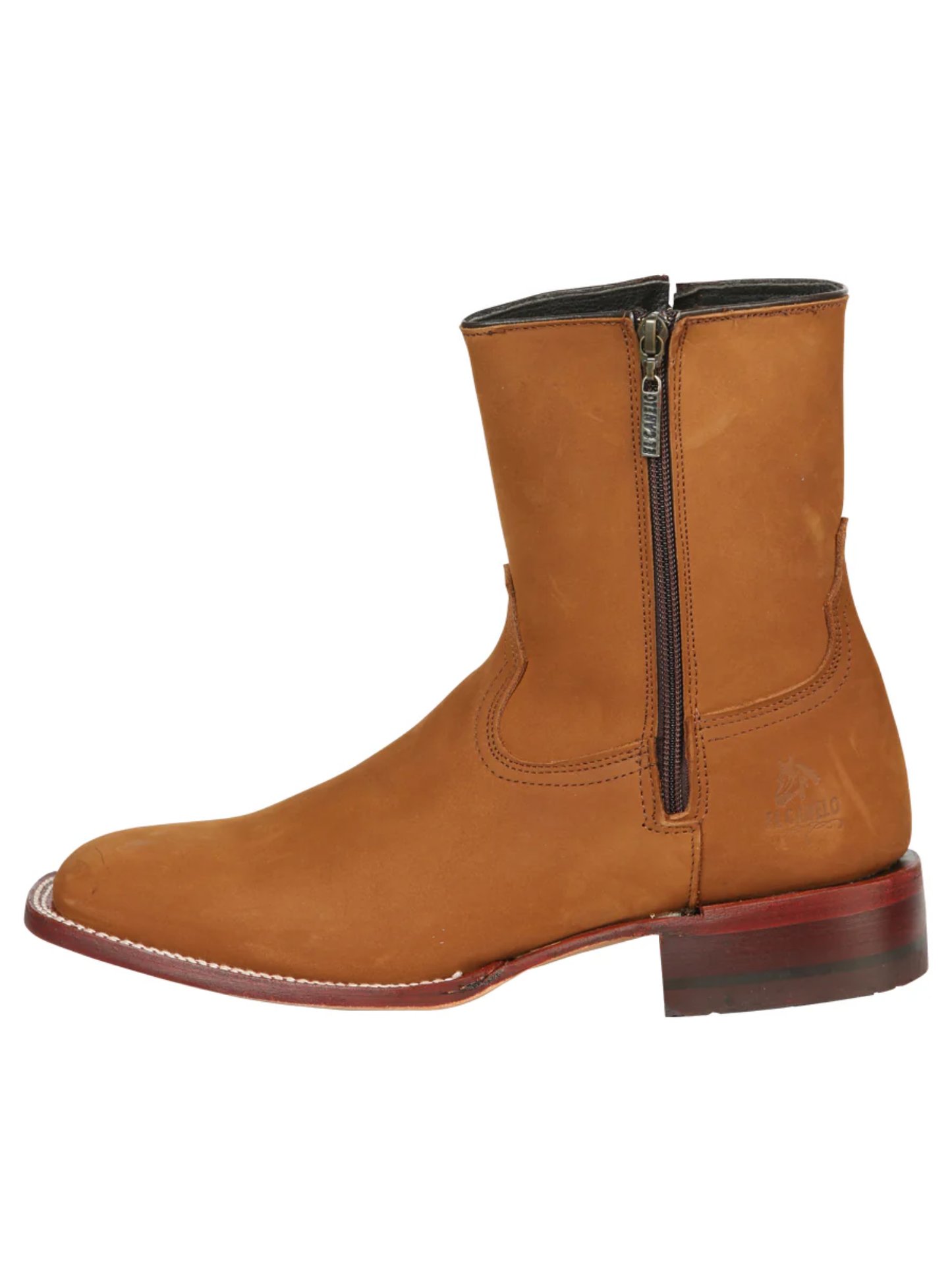 Men's Classic Dress Cowboy Boots with Double Closure in Nubuck Leather 'El Canelo' - ID: 45215