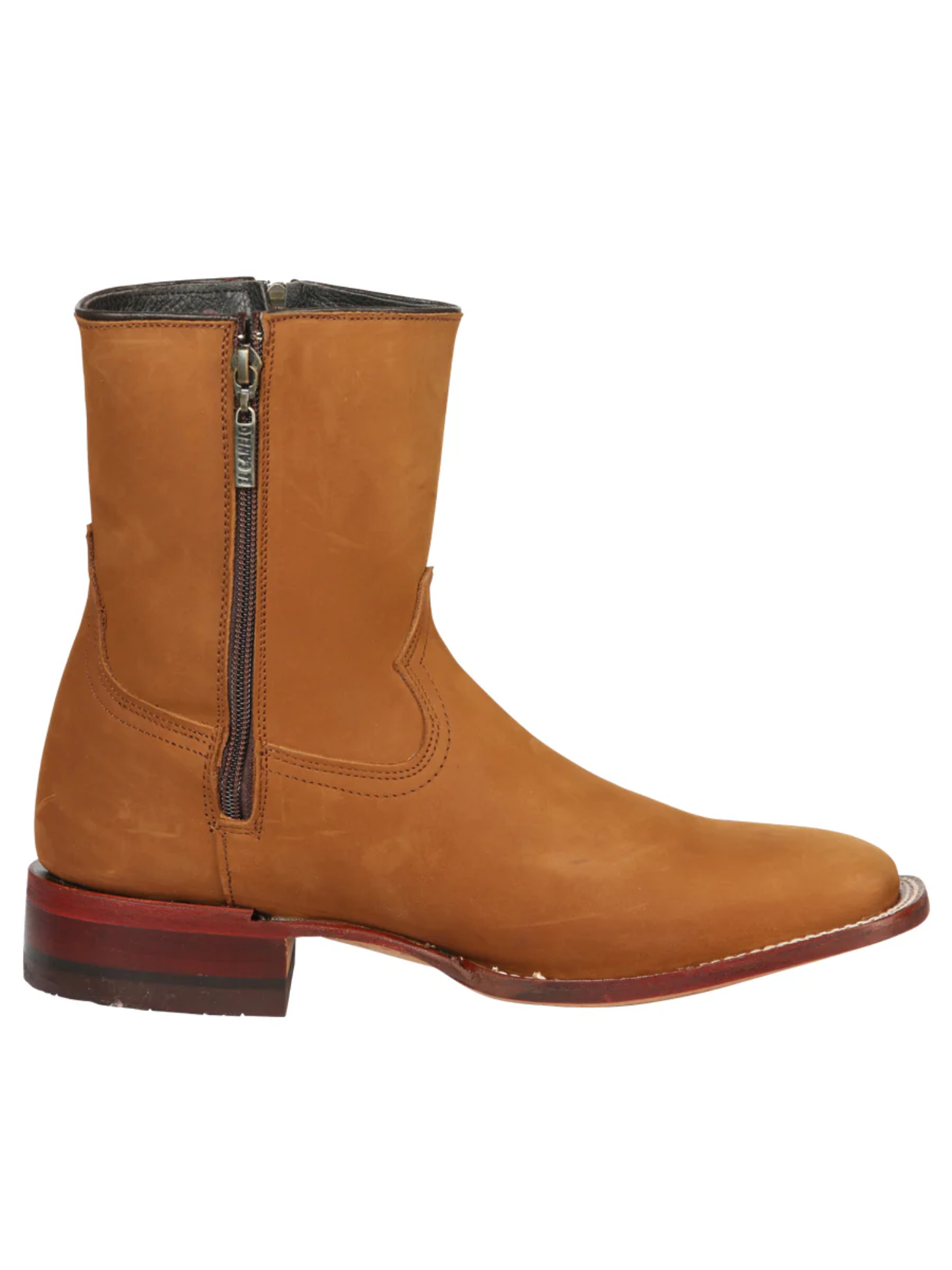 Men's Classic Dress Cowboy Boots with Double Closure in Nubuck Leather 'El Canelo' - ID: 45215