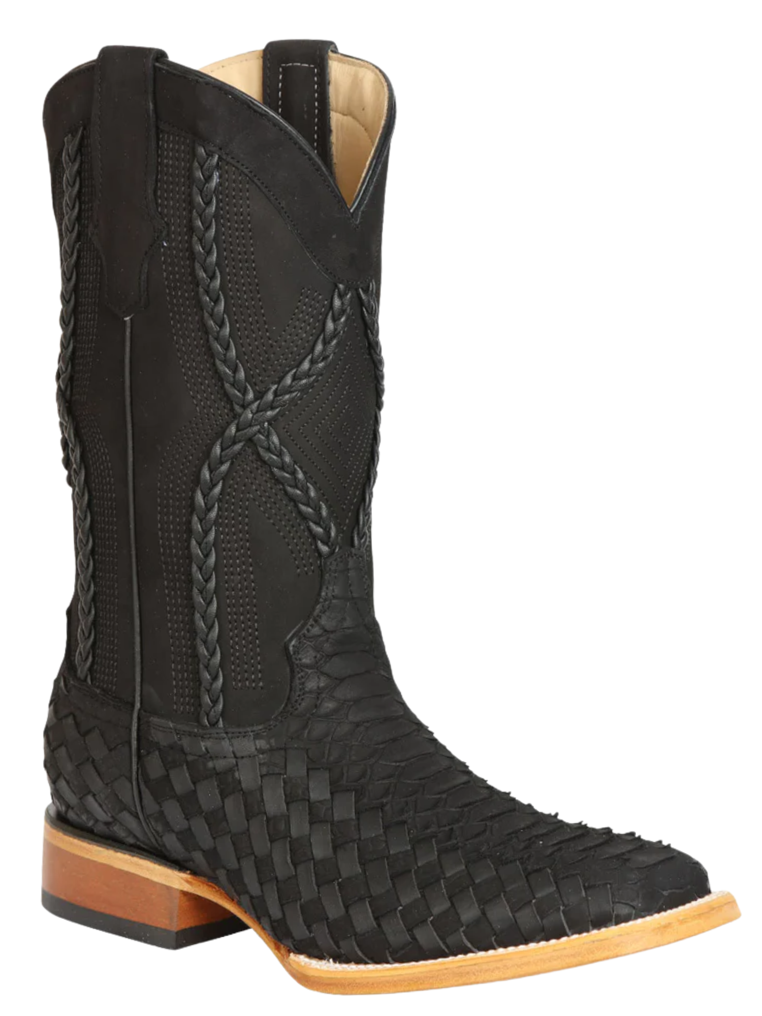 Botas Vaqueras Rodeo Imitacion de Python/Petatillo Grabado en Piel Vacuno para Hombre 'El General' - ID: 45466 Botas de Petatillo El General