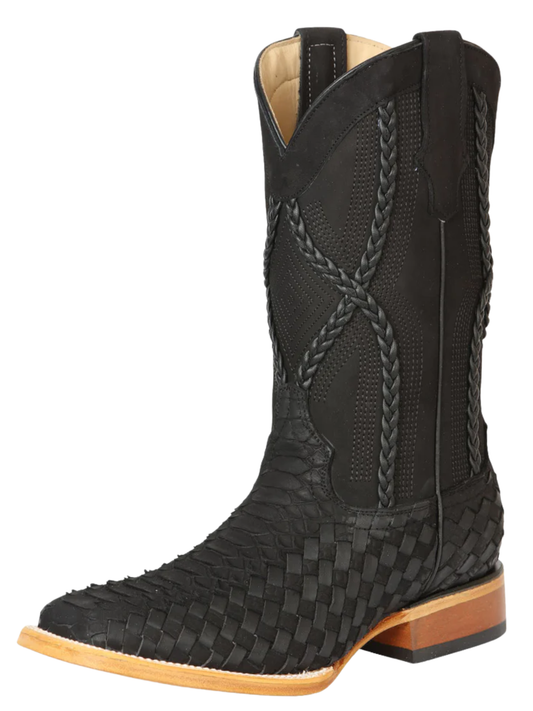 Botas Vaqueras Rodeo Imitacion de Python/Petatillo Grabado en Piel Vacuno para Hombre 'El General' - ID: 45466 Botas de Petatillo El General