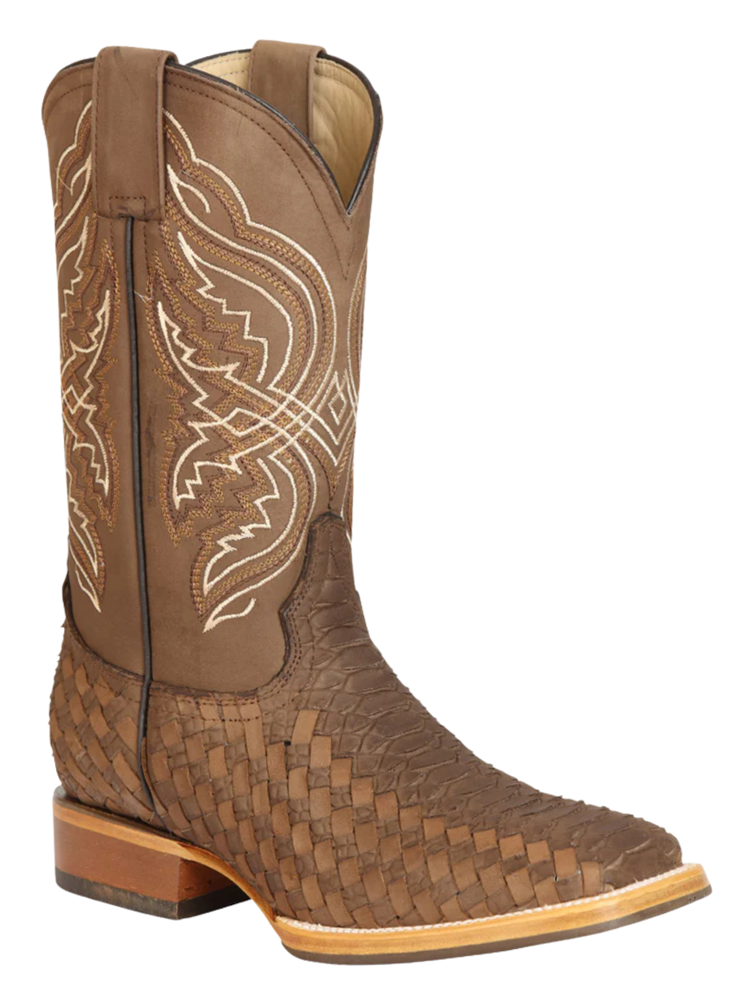 Botas Vaqueras Rodeo Imitacion de Python/Petatillo Grabado en Piel Vacuno para Hombre 'El General' - ID: 45467 Botas de Petatillo El General