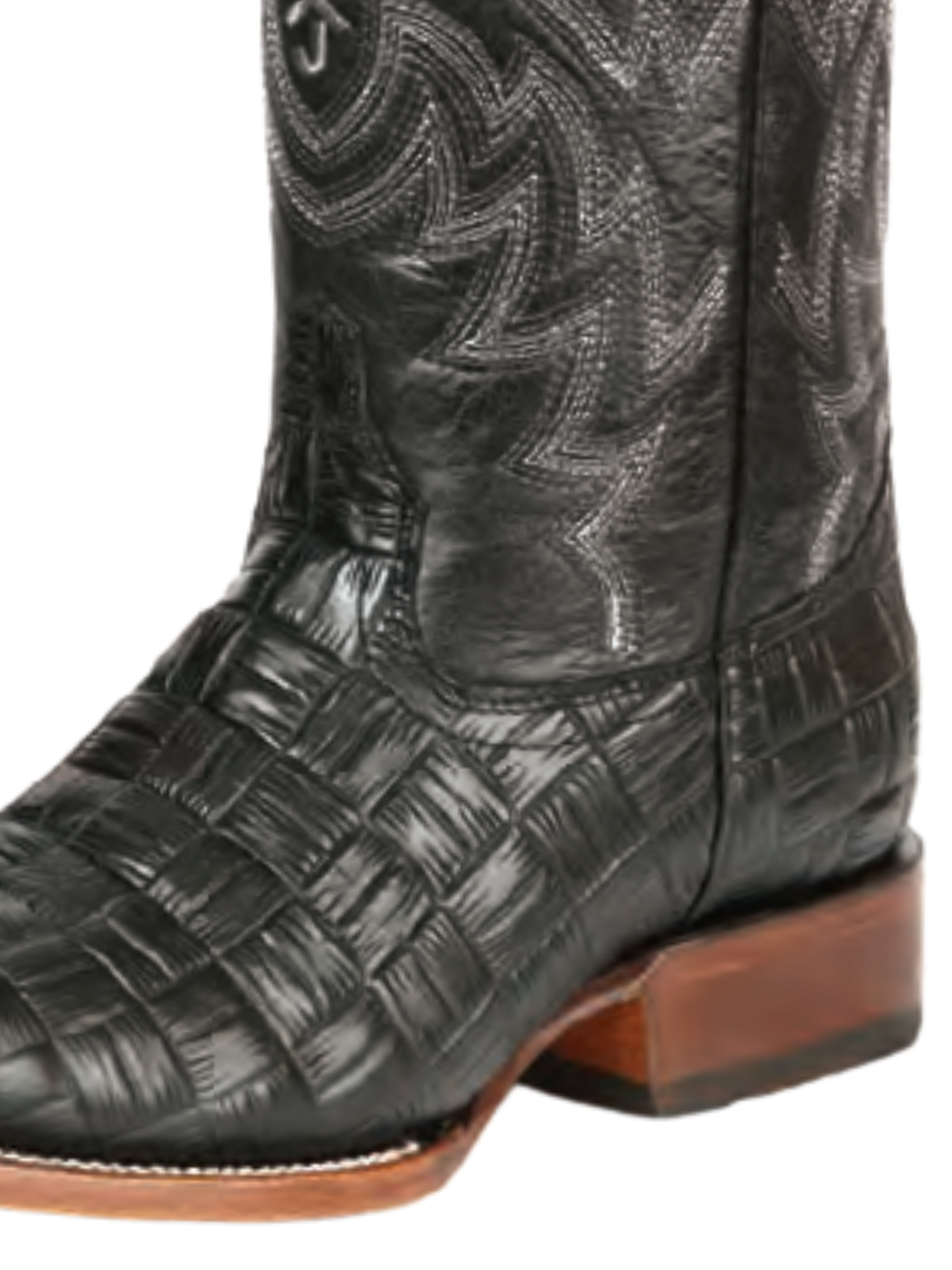 Botas Vaqueras Rodeo Imitacion de Tejido Grabado en Piel Vacuno para Hombre 'El General' - ID: 45550 Botas Petatillo Print El General