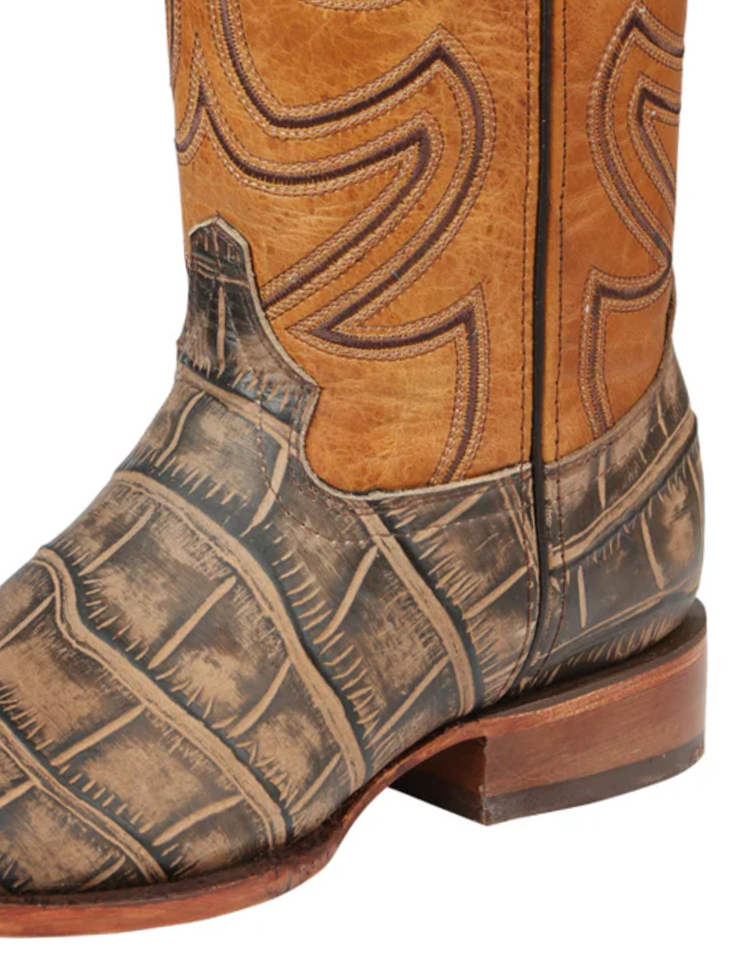 Botas Vaqueras Rodeo Imitacion de Cocodrilo Grabado en Piel Vacuno para Hombre 'El General' - ID: 45663 Botas Coco Print El General