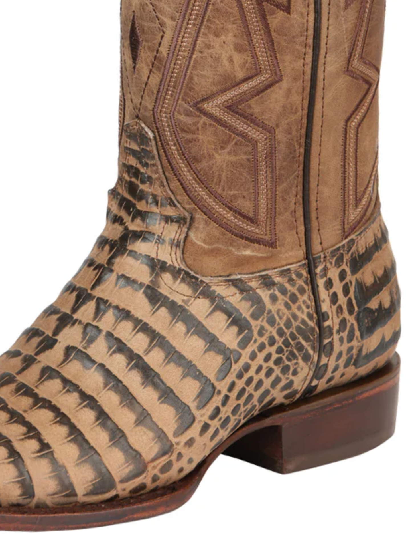 Botas Vaqueras Rodeo Imitacion de Caiman Belly Grabado en Piel Vacuno para Hombre 'El General' - ID: 45664 Botas Caiman Print El General