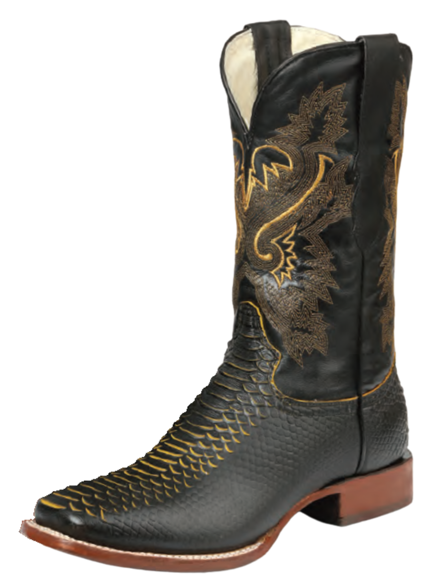 Botas Vaqueras Rodeo Imitacion de Python Grabado en Piel Vacuno para Hombre 'El General' - ID: 45700 Botas Python Print El General Canario