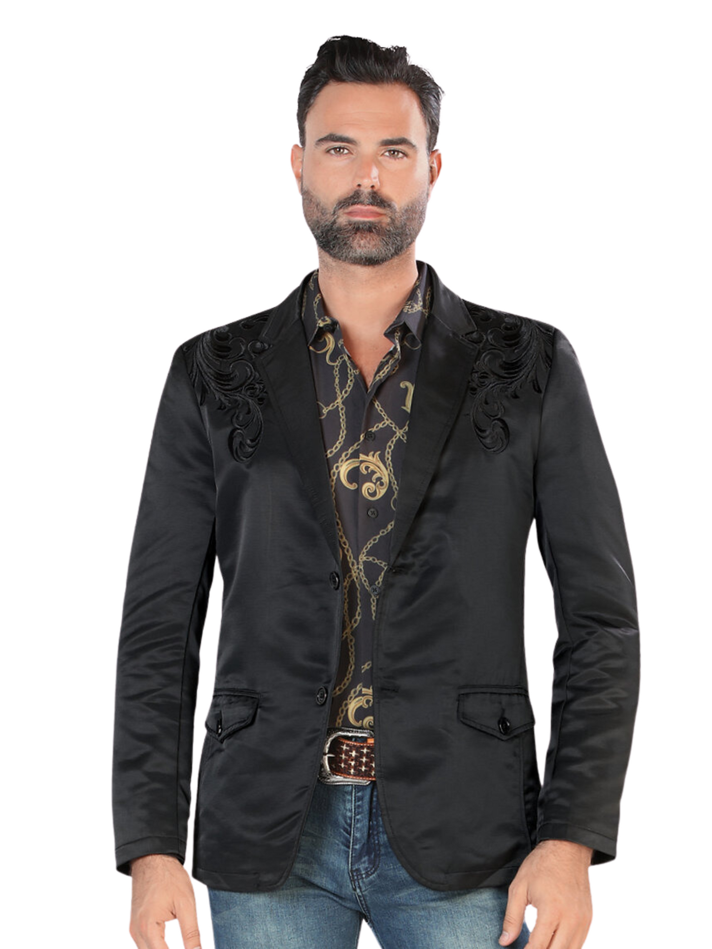 Saco Vaquero Bordado para Hombre 'Montero' - ID: 2173 Sacos Vaqueros Montero Black/Black