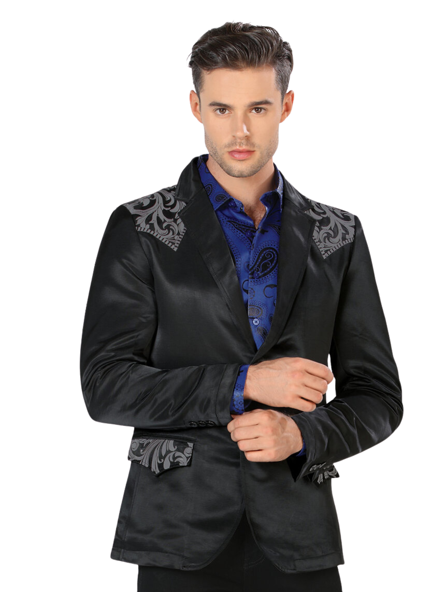 Saco Vaquero Bordado para Hombre 'Montero' - ID: 2178 Sacos Vaqueros Montero Black/Gray