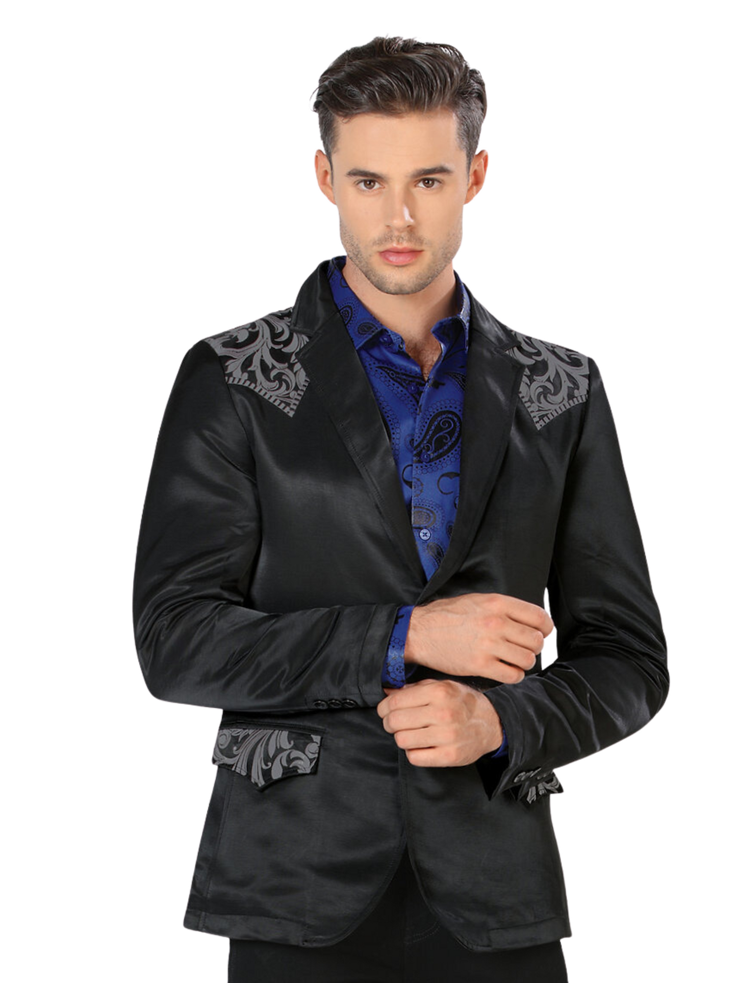 Saco Vaquero Bordado para Hombre 'Montero' - ID: 2178 Sacos Bordados Montero Black/Gray