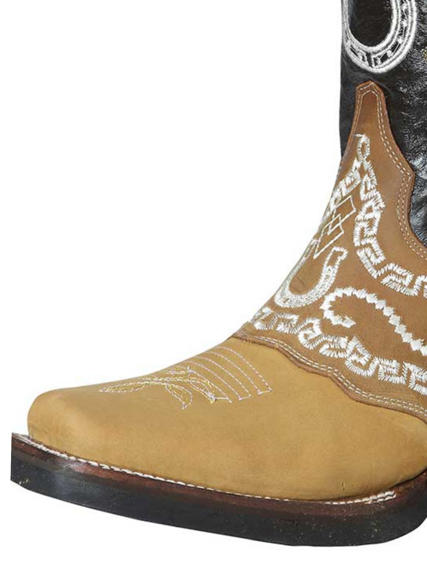 Botas Vaqueras Rodeo con Antifaz Bordado de Piel Nobuck para Hombre 'El General' - ID: 51111 Botas Piel Nobuck El General 