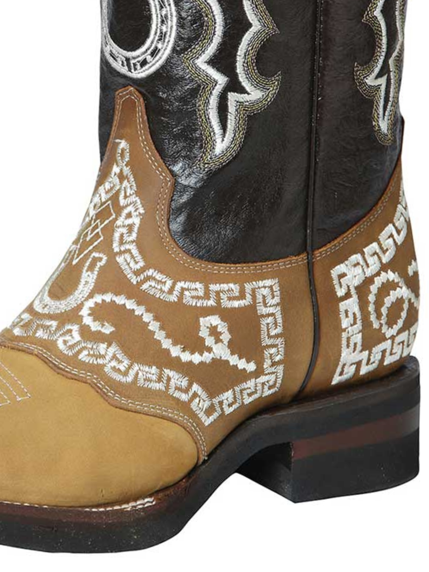 Botas Vaqueras Rodeo con Antifaz Bordado de Piel Nobuck para Hombre 'El General' - ID: 51111 Botas Piel Nobuck El General 