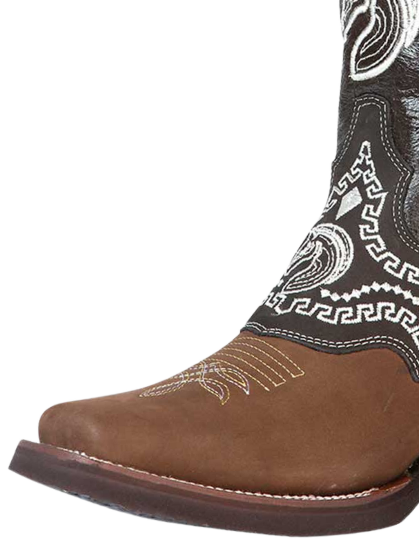 Botas Vaqueras Rodeo con Antifaz Bordado de Piel Genuina para Hombre 'El General' - ID: 51117 Botas Piel Genuina El General 