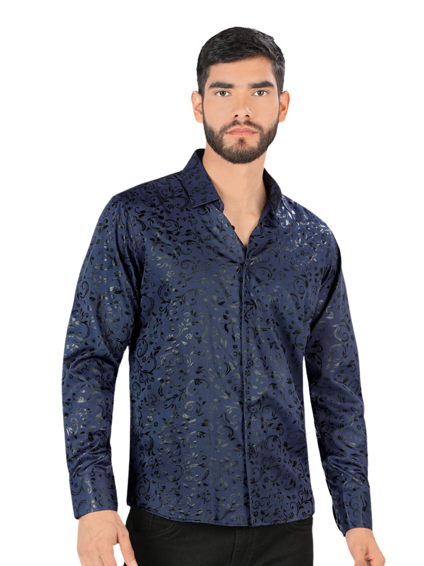 Camisa Casual Manga Larga Estampada para Hombre 'Montero' - ID: 0795 Casual Shirt Montero Navy