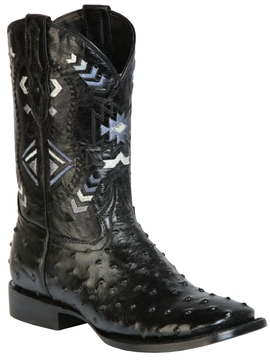 Botas Vaqueras Rodeo Imitacion de Avestruz Grabado en Piel Vacuno para Hombre 'El General' - ID: 51240 Botas Avestruz Print El General 