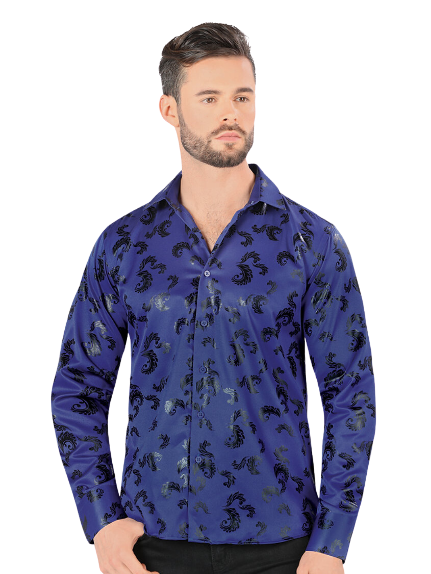 Camisa Casual Manga Larga Estampada para Hombre 'Montero' - ID: 0806 Casual Shirt Montero Royal