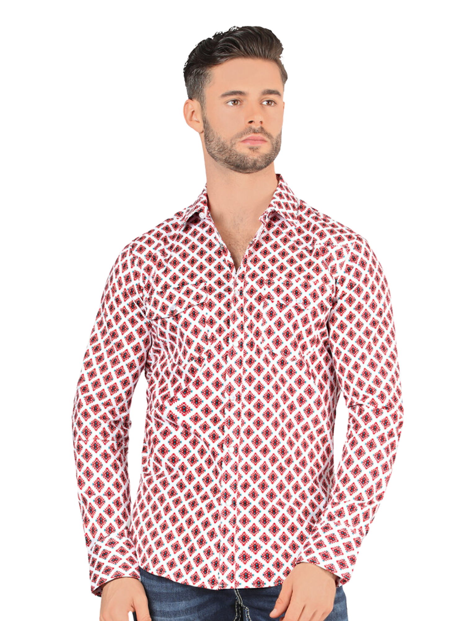 Camisa Vaquera Manga Larga para Hombre 'Montero' - ID: 0445 Camisas Estampadas Montero White