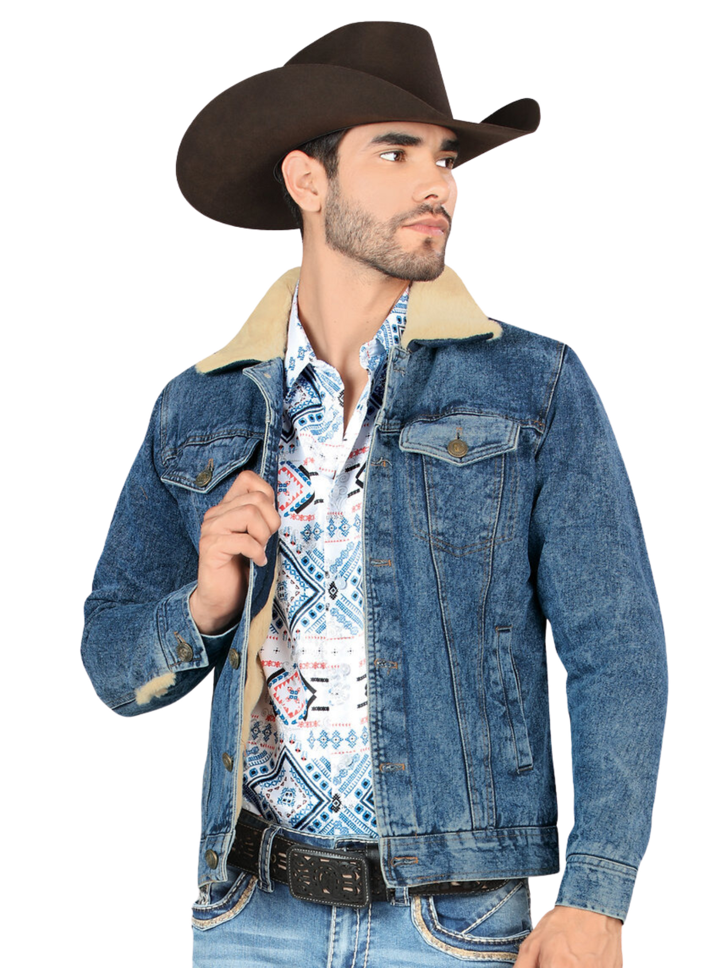 Chamarra Casual de Mezclilla Termica de Forro Afelpado (Tipo Borrego) para Hombre 'Montero' - ID: 10001 Chamarras Termicas Montero Light Blue