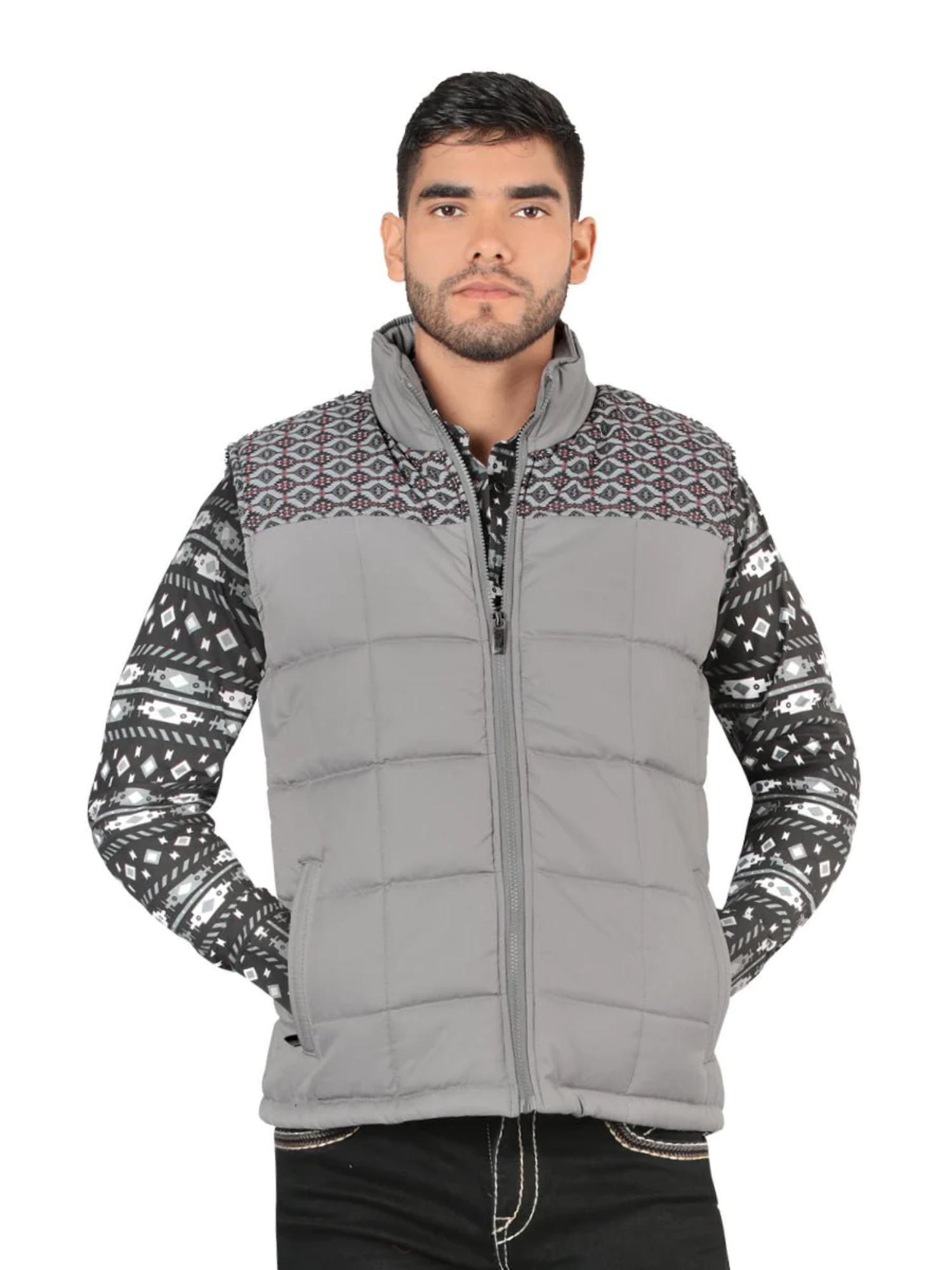 Chaleco Vaquero Acolchado Ultraligero para Hombre 'Montero' - ID: 10005 Western Vest Montero Light Gray