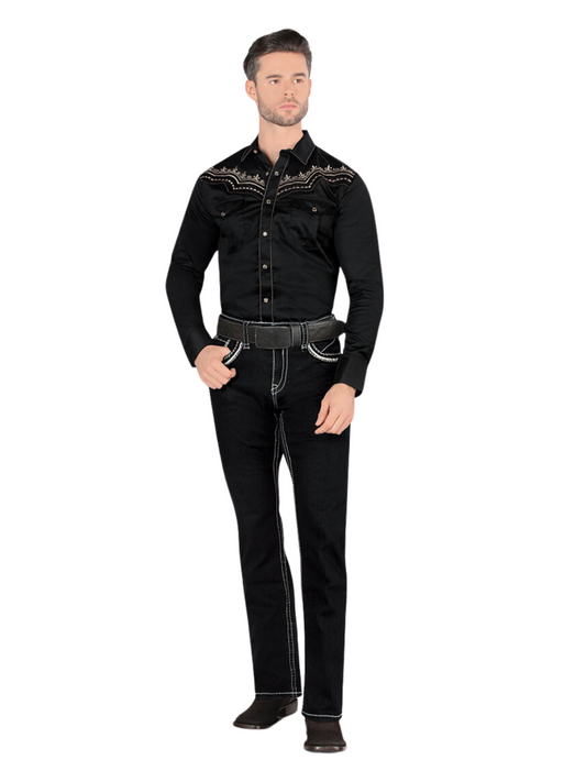 Pantalon Vaquero de Mezclilla Stretch para Hombre 'Montero' - ID: 4613 Denim Jeans Montero Black