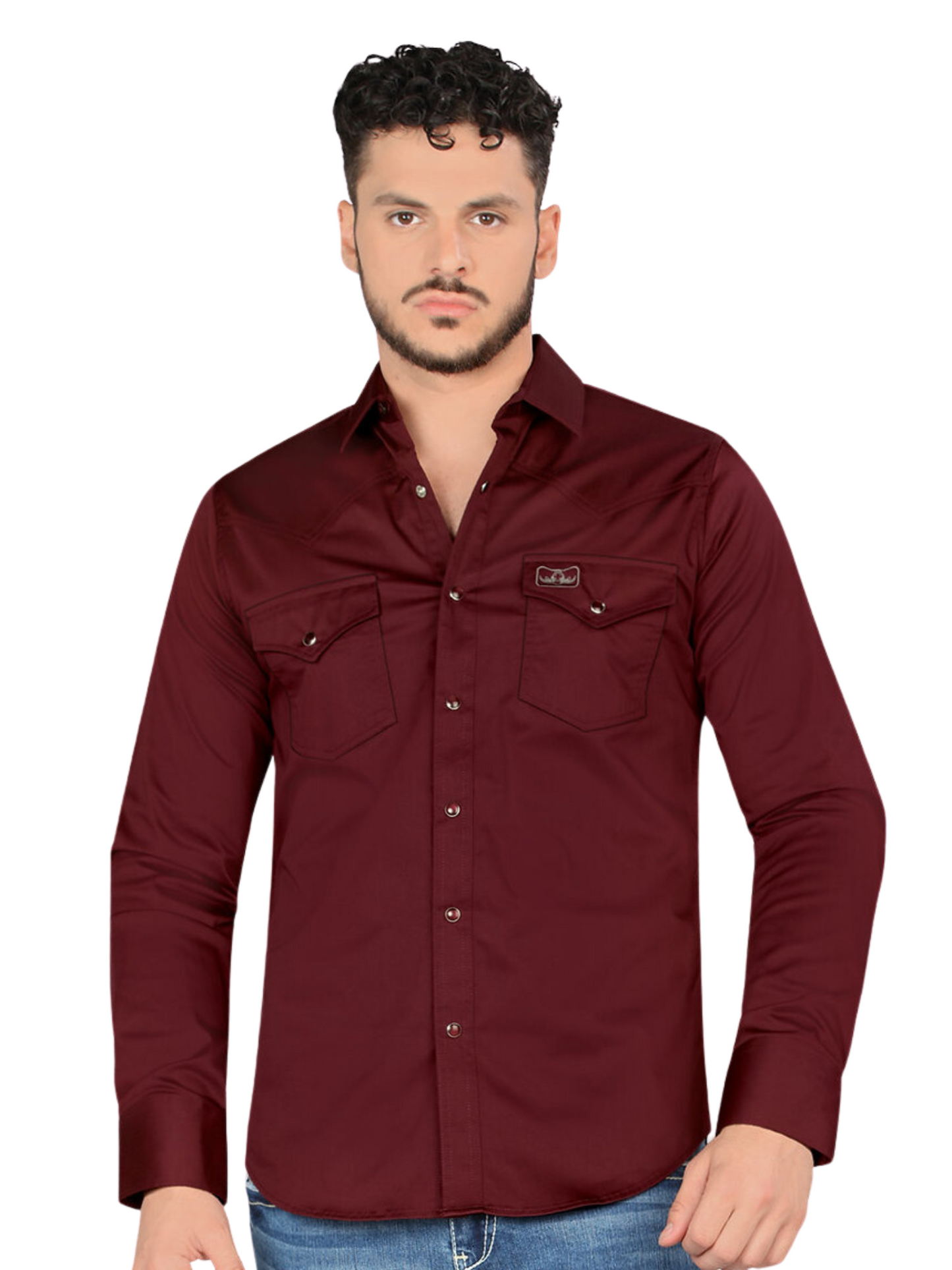 Camisa Vaquera Manga Larga de Bolsillos con Broches para Hombre 'Montero' - ID: 0460