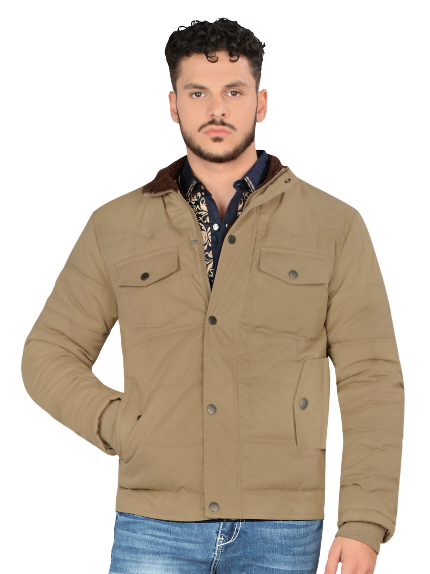 Chamarra Casual Termica de Forro Afelpado (Tipo Borrego) para Hombre 'Montero' - ID: 0894 Chamarras Termicas Montero Khaki