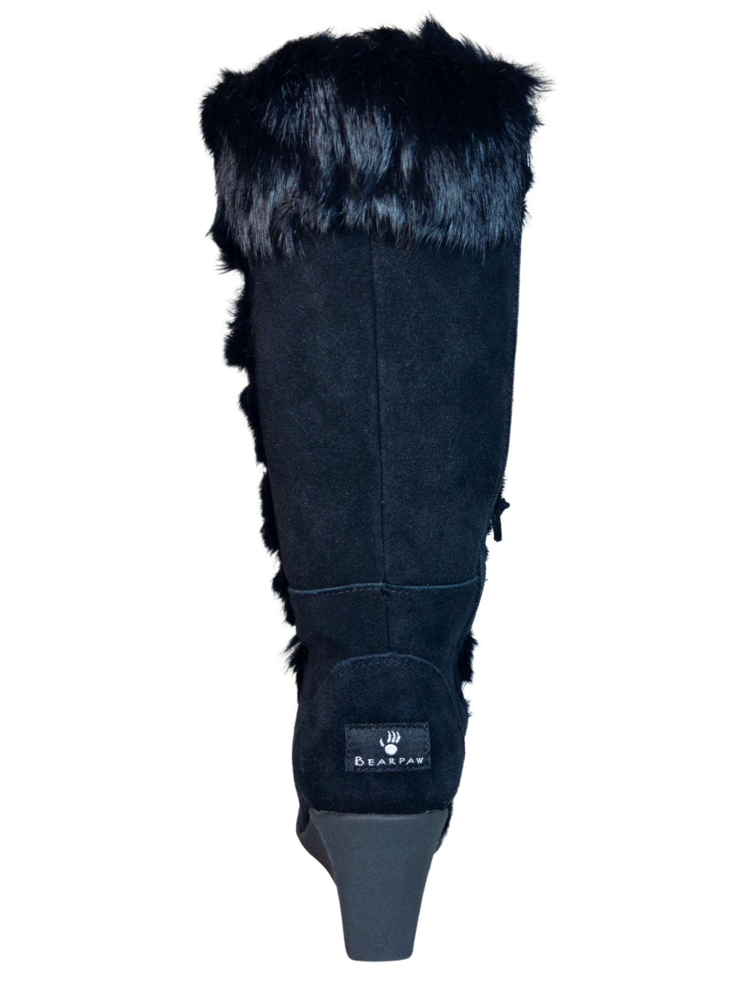 Wedge Heel Fur Tall Wedge Winter Boots Suede Leather Rabbit Hair