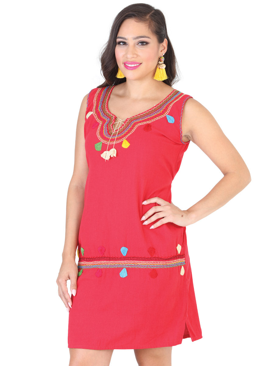 Vestido Artesanal Bordado Cadenilla para Mujer Vestidos Artesanales Mexico Artesanal Red