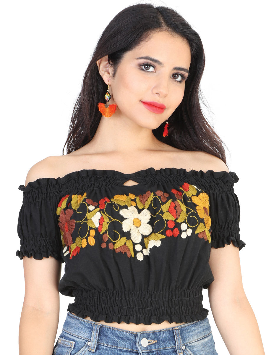 Blusa Artesanal Jardin Bordada de Flores para Mujer Blusas Artesanales Mexico Artesanal Black