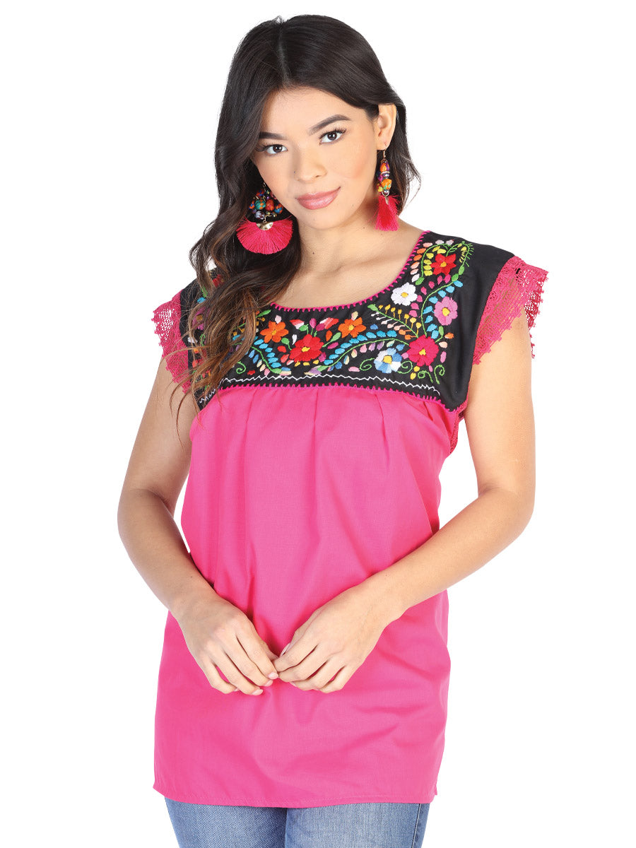 Blusa Artesanal Eden Bordada de Flores para Mujer Blusas Artesanales Mexico Artesanal Fuchsia