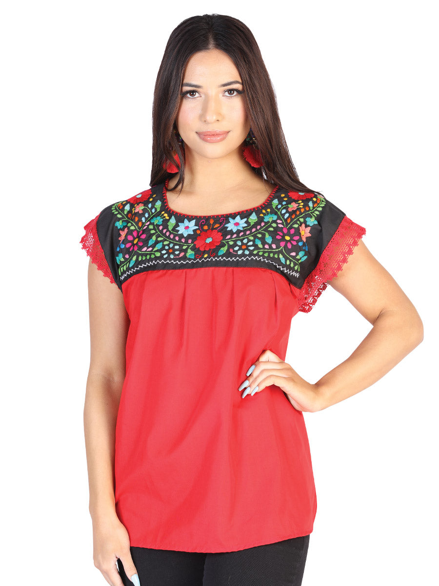 Blusa Artesanal Eden Bordada de Flores para Mujer Blusas Artesanales Mexico Artesanal Red