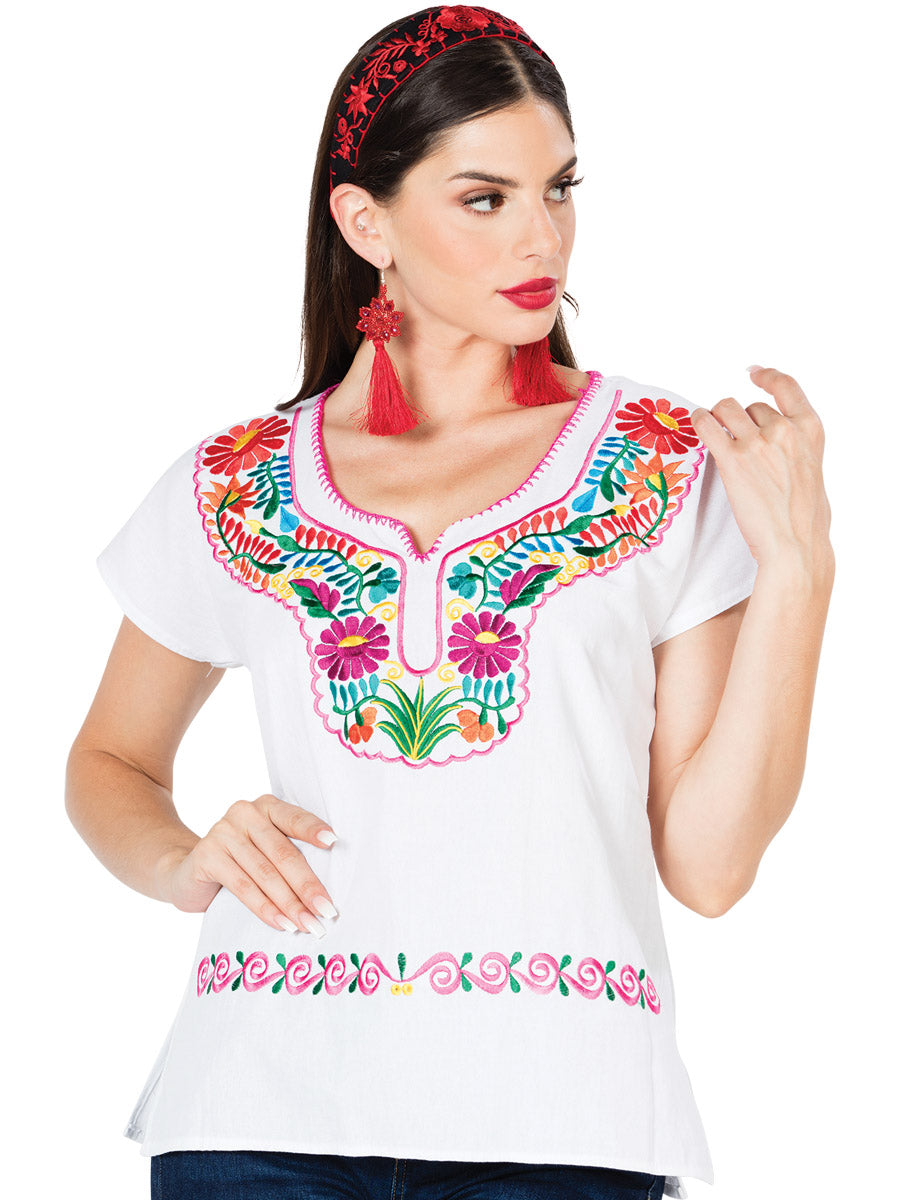 Blusa Artesanal Kimona Bordada de Flores para Mujer Blusas Artesanales Mexico Artesanal White