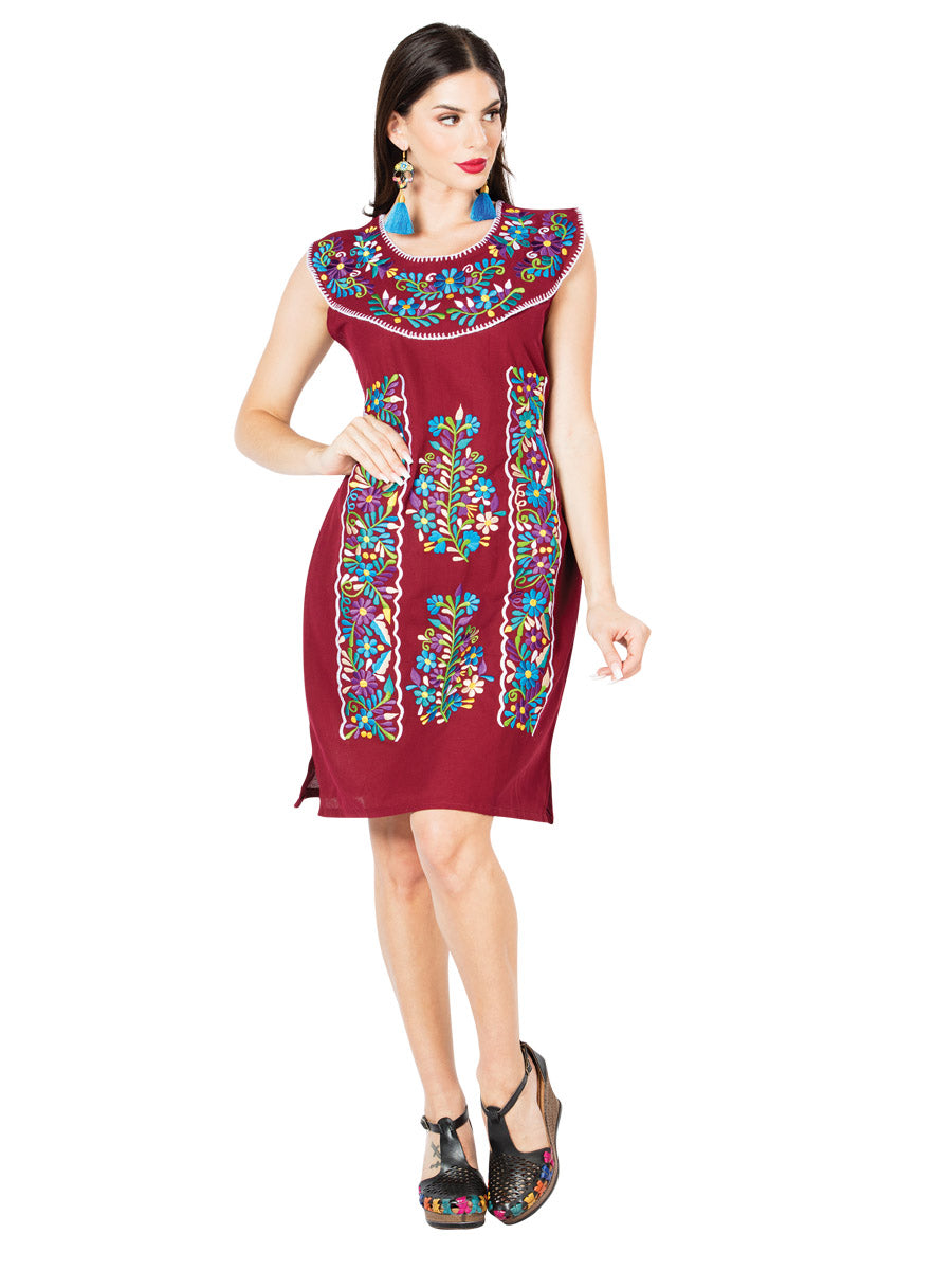 Vestido Artesanal Bordado de Flores para Mujer Vestidos Artesanales Mexico Artesanal Wine