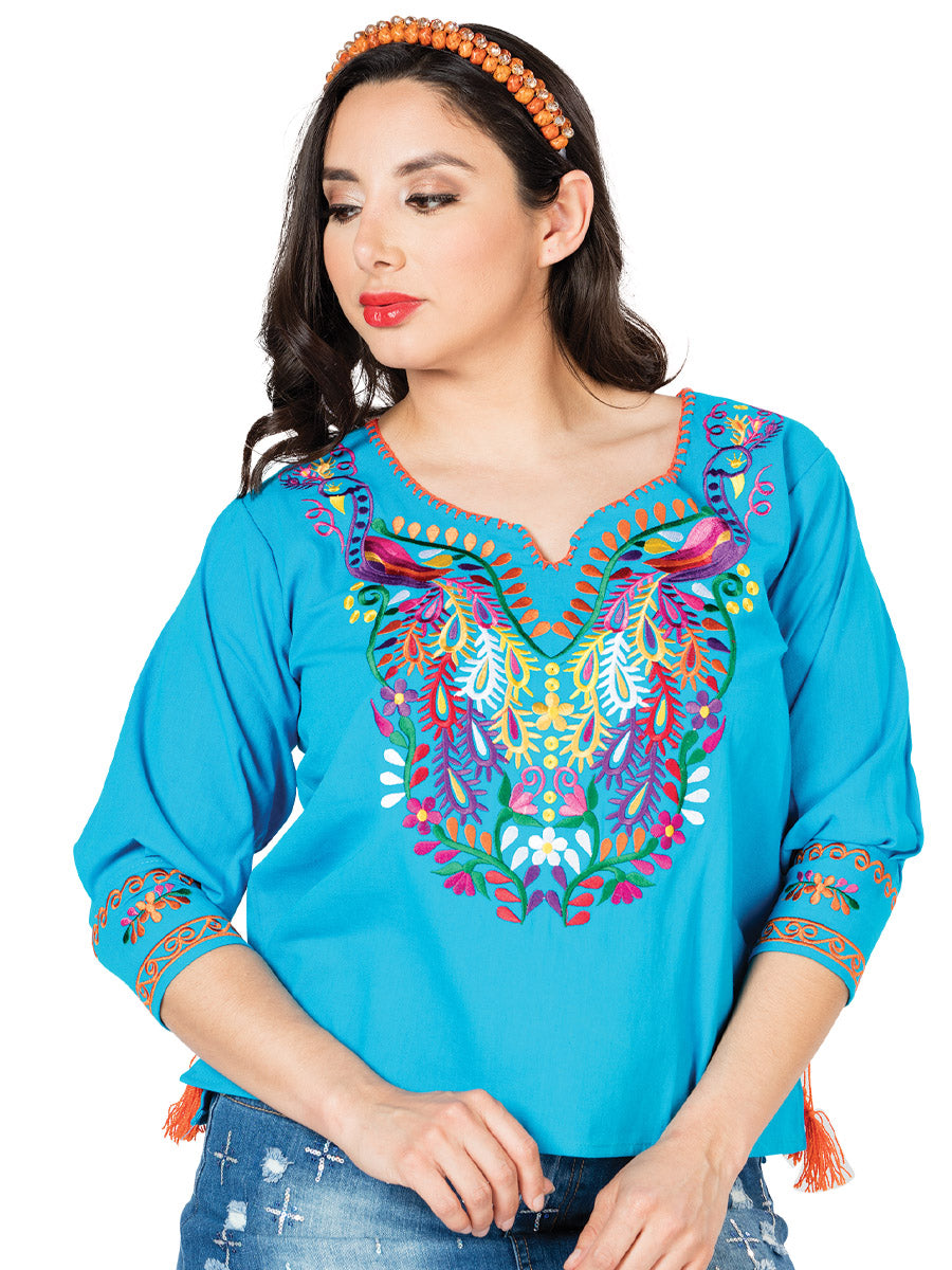 Blusa Artesanal Bordada Pavoreal para Mujer Blusas Artesanales Mexico Artesanal Blue