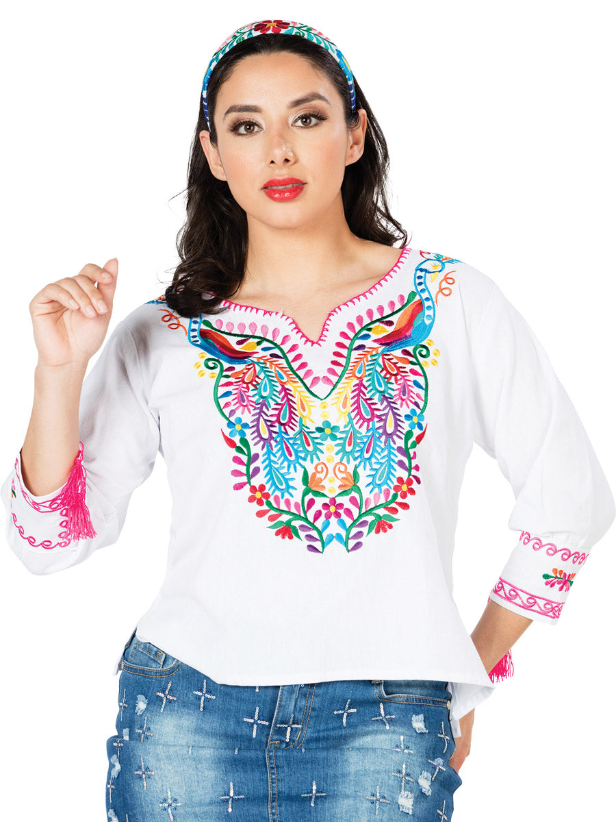 Blusa Artesanal Bordada Pavoreal para Mujer Blusas Artesanales Mexico Artesanal White