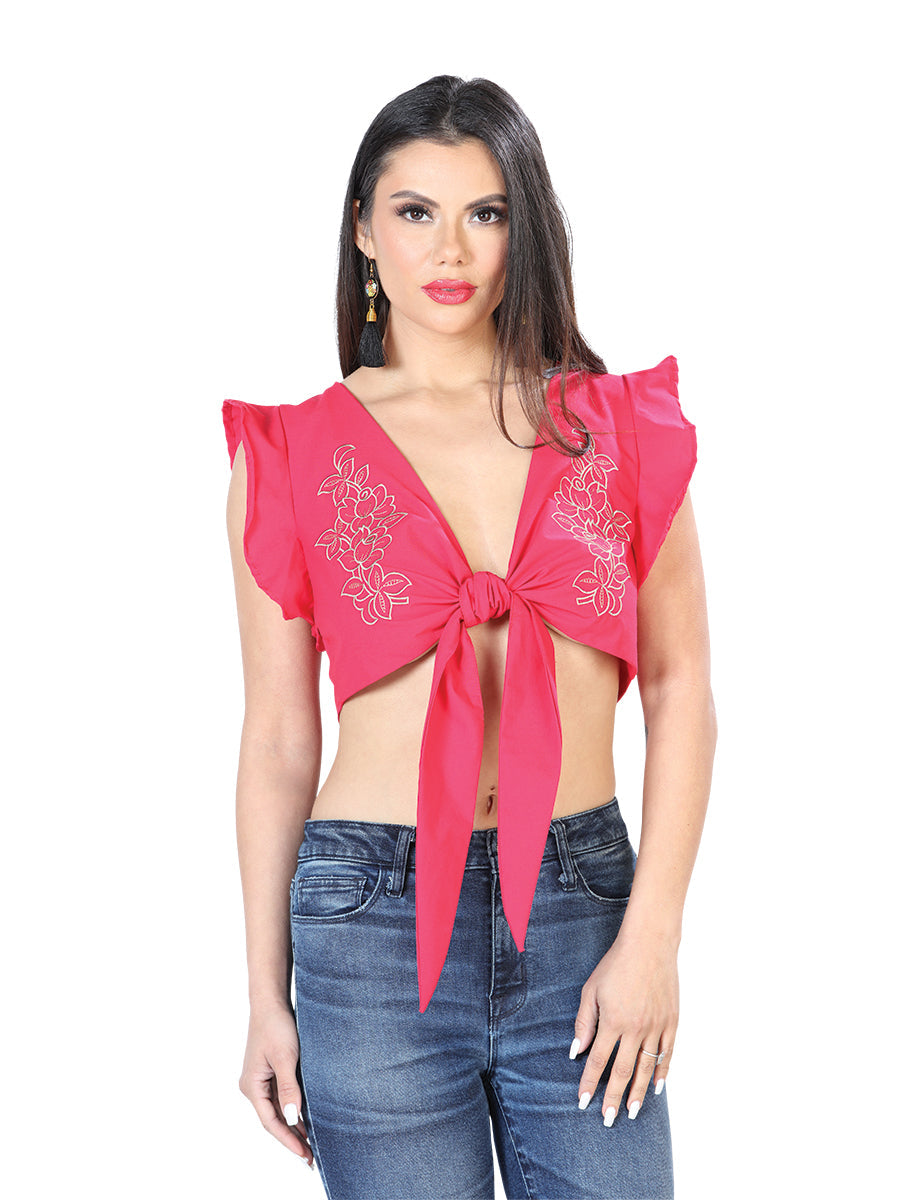 Blusa Corta Artesanal sin Mangas Bordada para Mujer Blusas Artesanales Mexico Artesanal Fuchsia