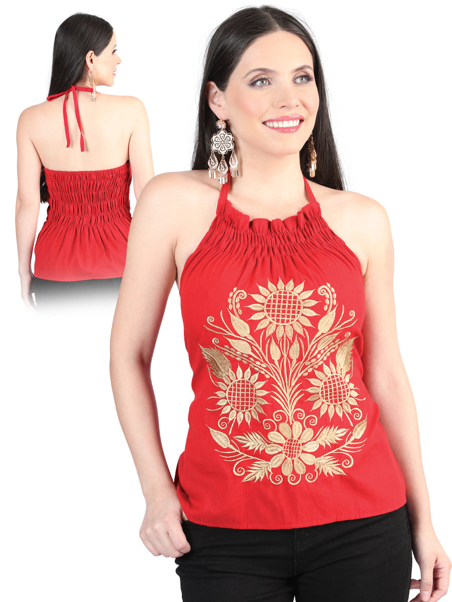 Blusa Artesanal Sin Mangas Bordada de Girasoles para Mujer Blusas Artesanales Mexico Artesanal Red